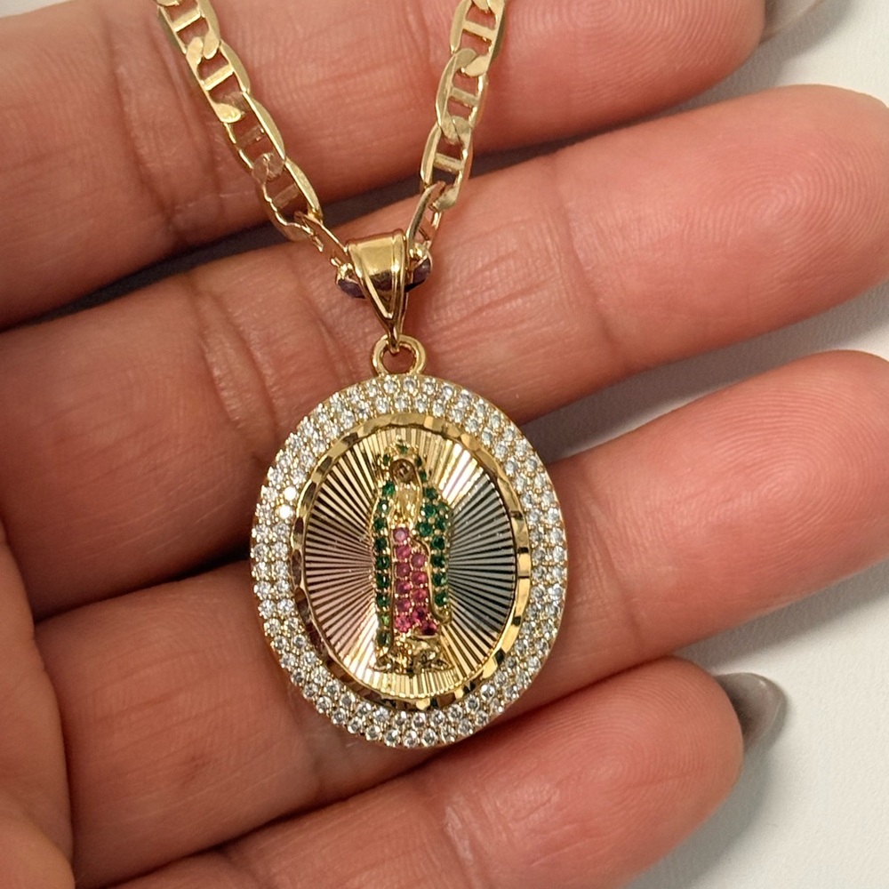 Gold Virgin Mary Pendant Necklace